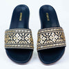 Black with gold sequin sliders 